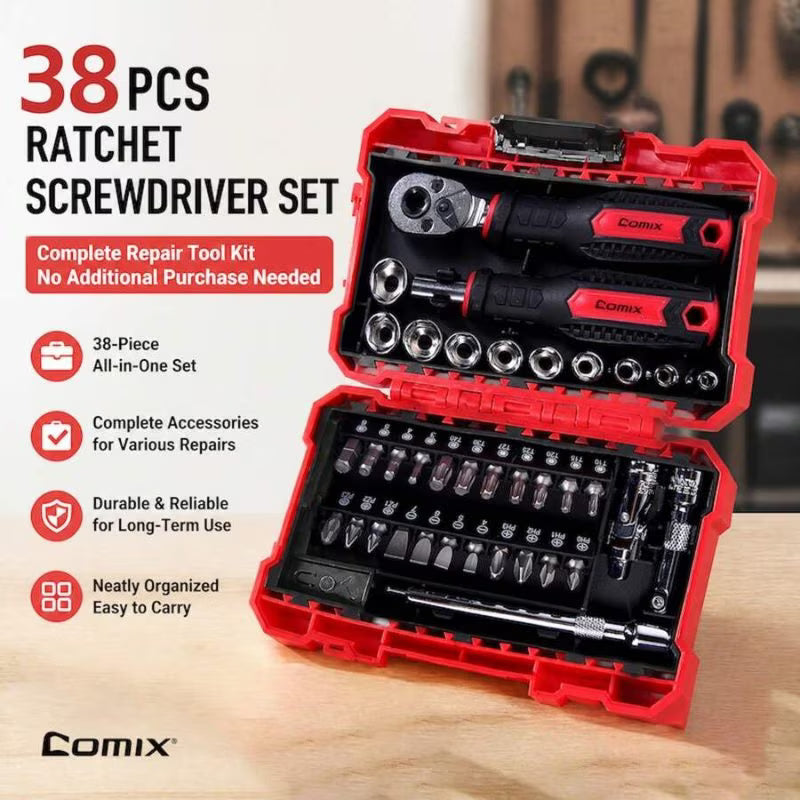 38-in-1 Precision Screwdriver Set - QX-T038, High-Precision Magnetic Tips, Small Bit Adapter, Magnetic Extension, Multi-Functional Repair Tool Kit, Storage Box for Home, Electronics, Car Repair & Decoration
