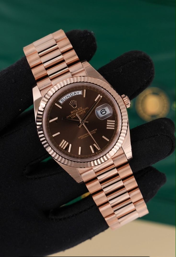 Luxury Rose Gold Men’s Watch – Automatic Day Date Stainless Steel Classic Dress Timepiece