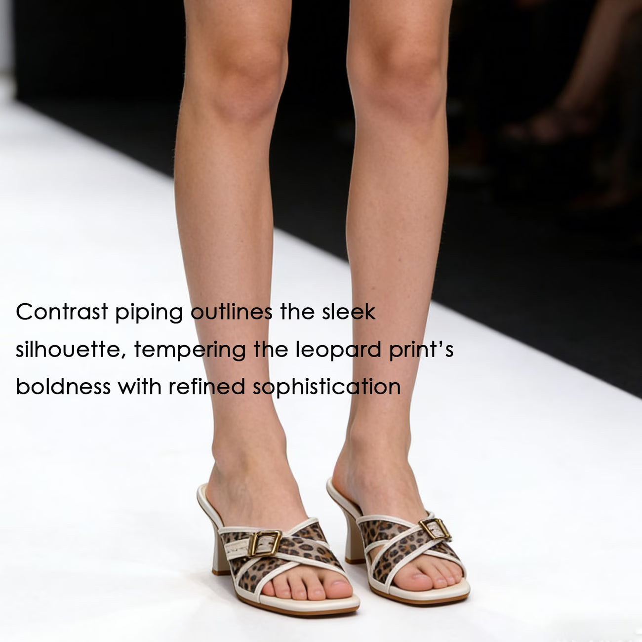 Women's Leopard Print Mule Sandals – Crisscross Straps, Square Toe, High Heel