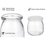 LUXORAQ 6-Piece Glass Yogurt Jars – 100ml Reusable Containers with Lids
