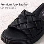 Women’s Braided Basketweave Platform Slides – Open-Toe Wedge Sandals with Cushioned Insole