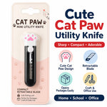 Mini Cat Paw Utility Knife – Black & Pink, Retractable Pocket Box Cutter, Cute Plastic Paper Slitter for Packages, Crafts, Office & DIY