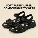 Women’s Floral Wedge Sandals – Open-Toe Ankle-Strap Summer Shoes