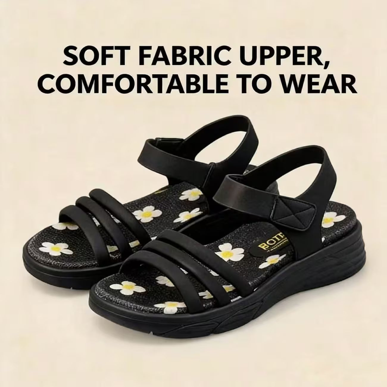 Women’s Floral Wedge Sandals – Open-Toe Ankle-Strap Summer Shoes