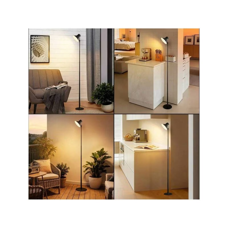1pc Modern Floor Lamp - Black, USB Powered Dimmable Pole Lamp, Adjustable Height, Built-In USB Port, Downlight Design, Plug-and-Play Table & Floor Lamp for Living Room, Bedroom, Desk & Office