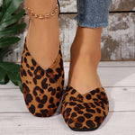 Women’s Leopard Print Slip-On Shoes – Cushioned Flat Sandals with TPR Sole