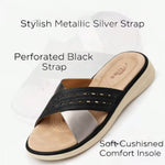Women’s Crisscross Slide Sandals – Perforated Platform Wedge Summer Shoes