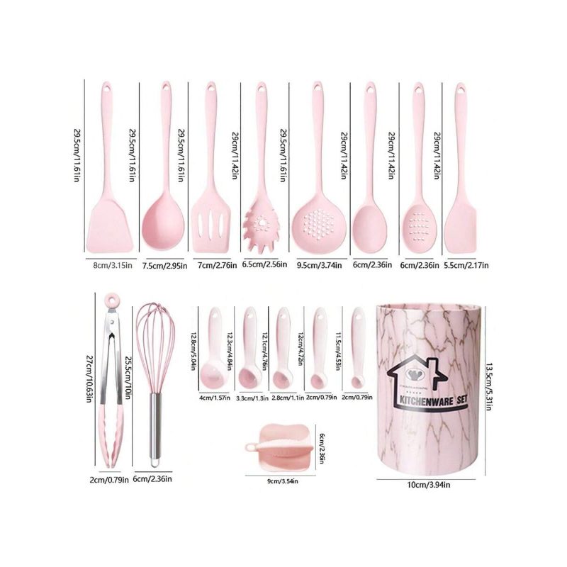 18-Piece Silicone Kitchen Utensil Set with Storage Basket – Cooking & Baking Tools