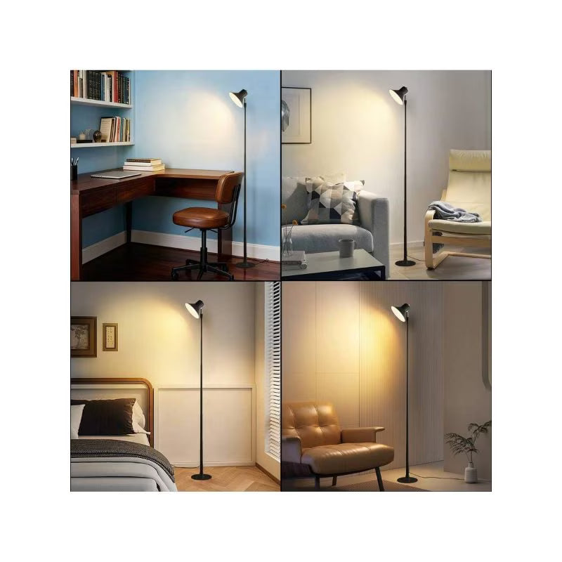 144.78cm Modern LED Floor Lamp - Black, Dimmable Standing Reading Lamp, 3000K-6500K Adjustable Color Temperature, Touch Switch, Adjustable Brightness & Height, USB Powered, Stylish Floor Light for Bedroom & Living Room