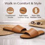 Women’s Flat Slide Sandals – Cushioned Insole Non-Slip Casual Summer Shoes
