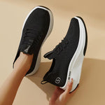 Women's Knit Mesh Platform Sneakers – Lightweight, Cushioned Wedge, Breathable Walking Shoes