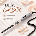 Professional Curling Wand, Ceramic Barrel, Anti-Scald Tip – Gray White
