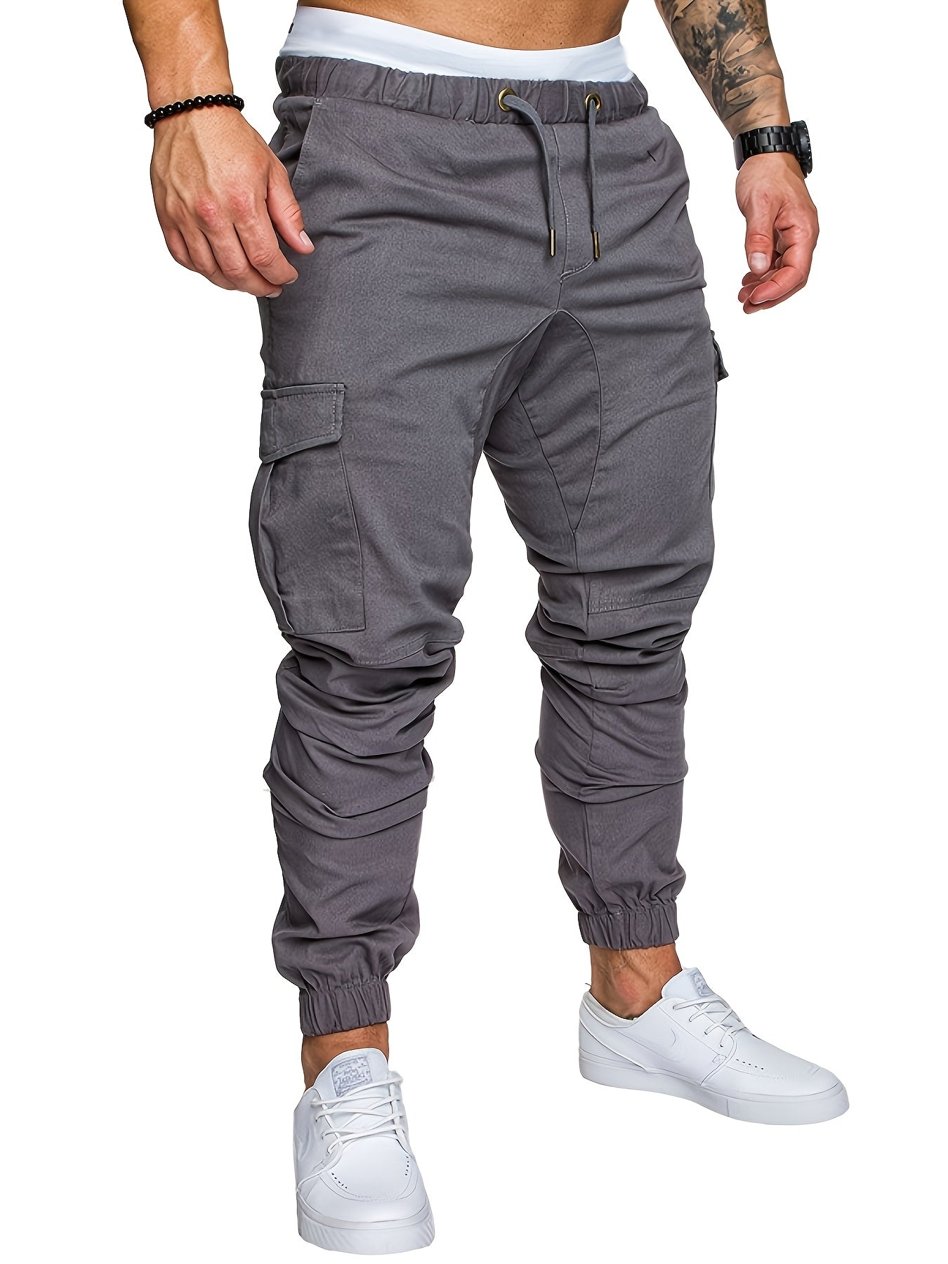 Men’s Loose-Fit Casual Cargo Jogger Pants – Youth Athletic Pants with Elastic Cuffs