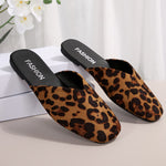 Women’s Leopard Print Slip-On Shoes – Cushioned Flat Sandals with TPR Sole