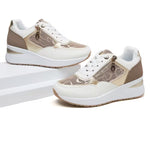 Women's Wedge Sneakers – Embroidered Pattern, Breathable, Comfortable Casual Shoes
