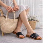 Women’s Low-Heel Slide Sandals – Cut-Out H-Strap Open-Toe Casual Shoes