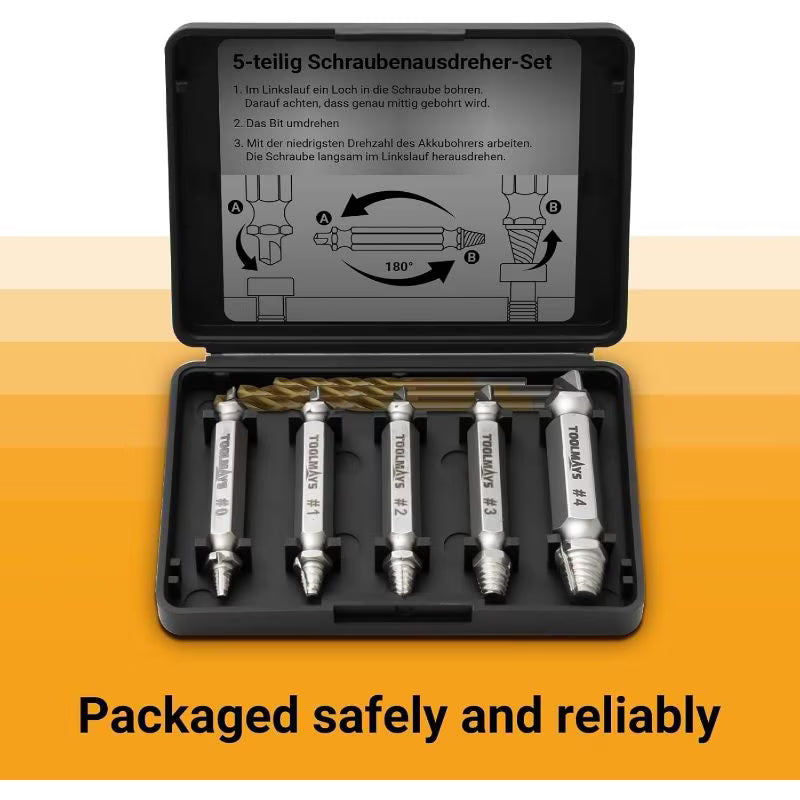 8pcs Damaged Screw Extractor Set - Metal HSS Screw Remover Kit, 3 Twisted Drill Bits, Stubborn Screw & Bolt Removal Tools, Rusted Screw Extractor Set for Home, Workshop & DIY