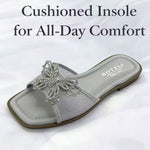 Women’s Rhinestone Butterfly Slide Sandals – Square-Toe Flat Summer Shoes