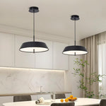 Modern Black LED Pendant Light - 36W, 3-Tier Dimmable Color Temperature 3000K/4000K/6000K, Remote Control, Adjustable Height, 40cm Round Dome Ceiling Light, Semi Flush Mount Fixture for Dining Room, Kitchen Island, Hall & Study
