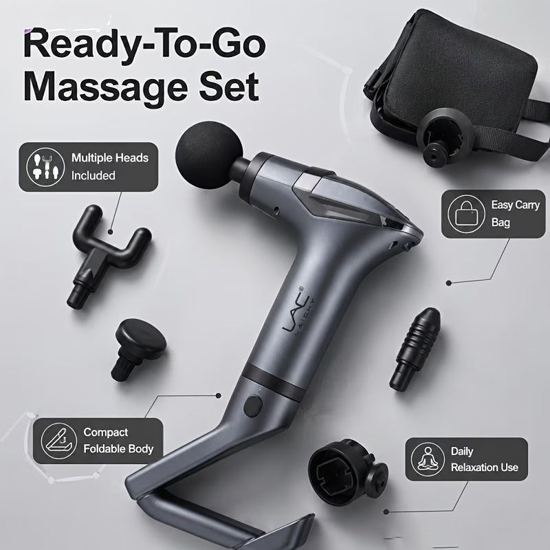 Portable Foldable Muscle Massage Gun – Red/Grey