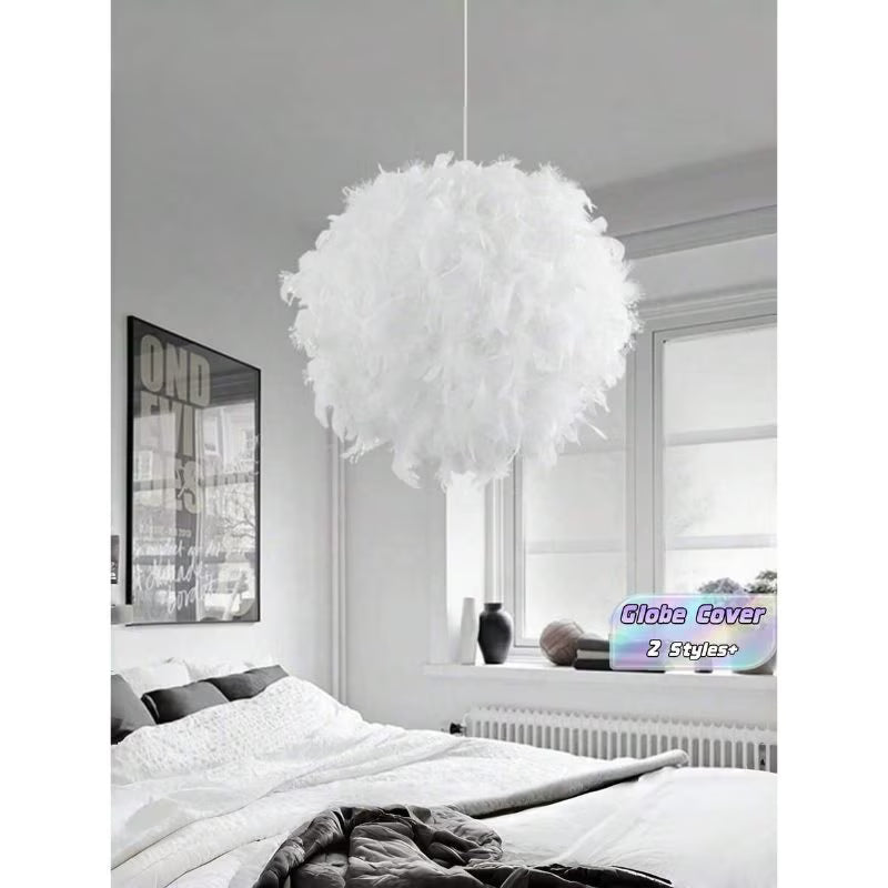 1pc Warm Flame Artificial Globe Lampshade - White, 30cm Small Size, Pull-On Style Globe with Holder, Modern Decorative Lampshade for Living Room, Bedroom, Parties & Events