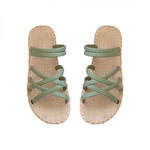 Women’s Elegant Square-Toe Flat Slide Sandals – Minimalist Faux-Leather Summer Shoes