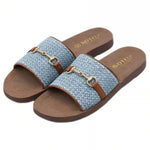 Women’s Flat Sandals with Golden Metal Accents – Open-Toe Summer Shoes