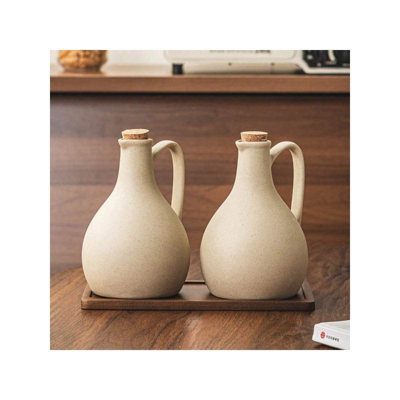550ml Ceramic Oil & Sauce Dispenser Bottle – Thick Ceramic Kitchen Condiment Container