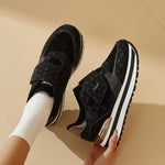 Women's Platform Sneakers – Thick Sole, Height-Increasing, Magic Tape Closure, Breathable