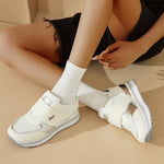 Women's Low-Top Sneakers – Magic Tape Closure, Thick Sole, Breathable Mesh