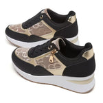 Women's Wedge Sneakers – Embroidered Pattern, Breathable, Comfortable Casual Shoes