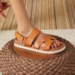 Women’s Retro Hollow Thick-Sole Slippers – Soft-Soled Casual Summer Beach Shoes