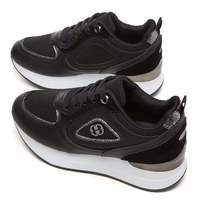 Stylish Women's Athletic Sneakers – Patchwork Design, Lightweight Rubber Sole, Slip-Resistant