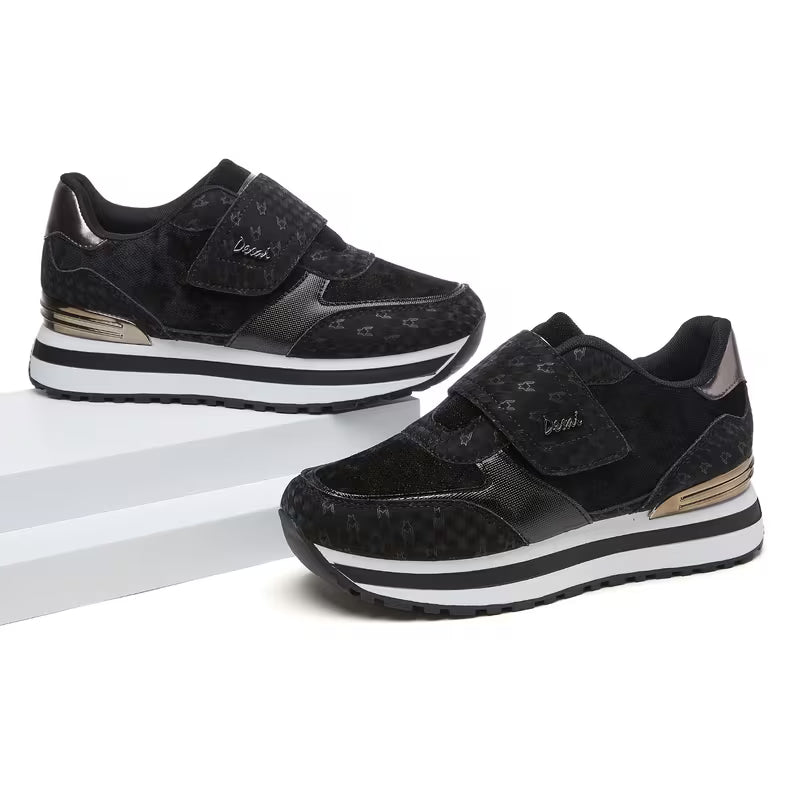 Women's Platform Sneakers – Thick Sole, Height-Increasing, Magic Tape Closure, Breathable