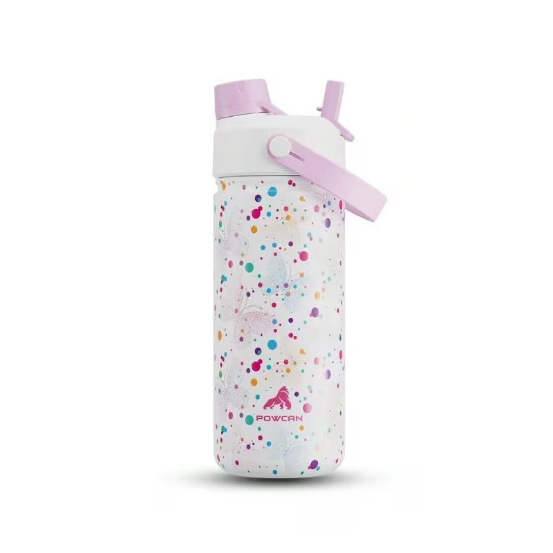 18oz Insulated Water Bottle – Double-Wall Stainless Steel, 2-in-1 Straw & Spout Lid