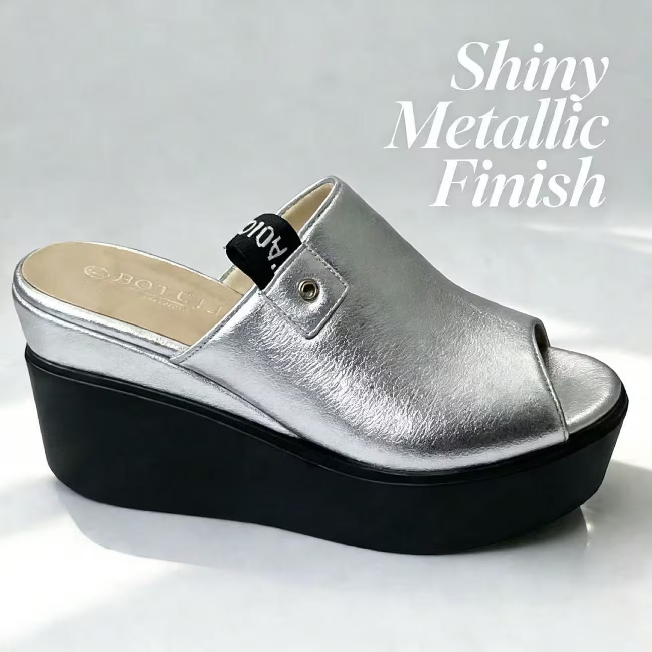 Ladies’ Open-Toe Wedge Mule Sandals – Elevated Block Heel Party Shoes