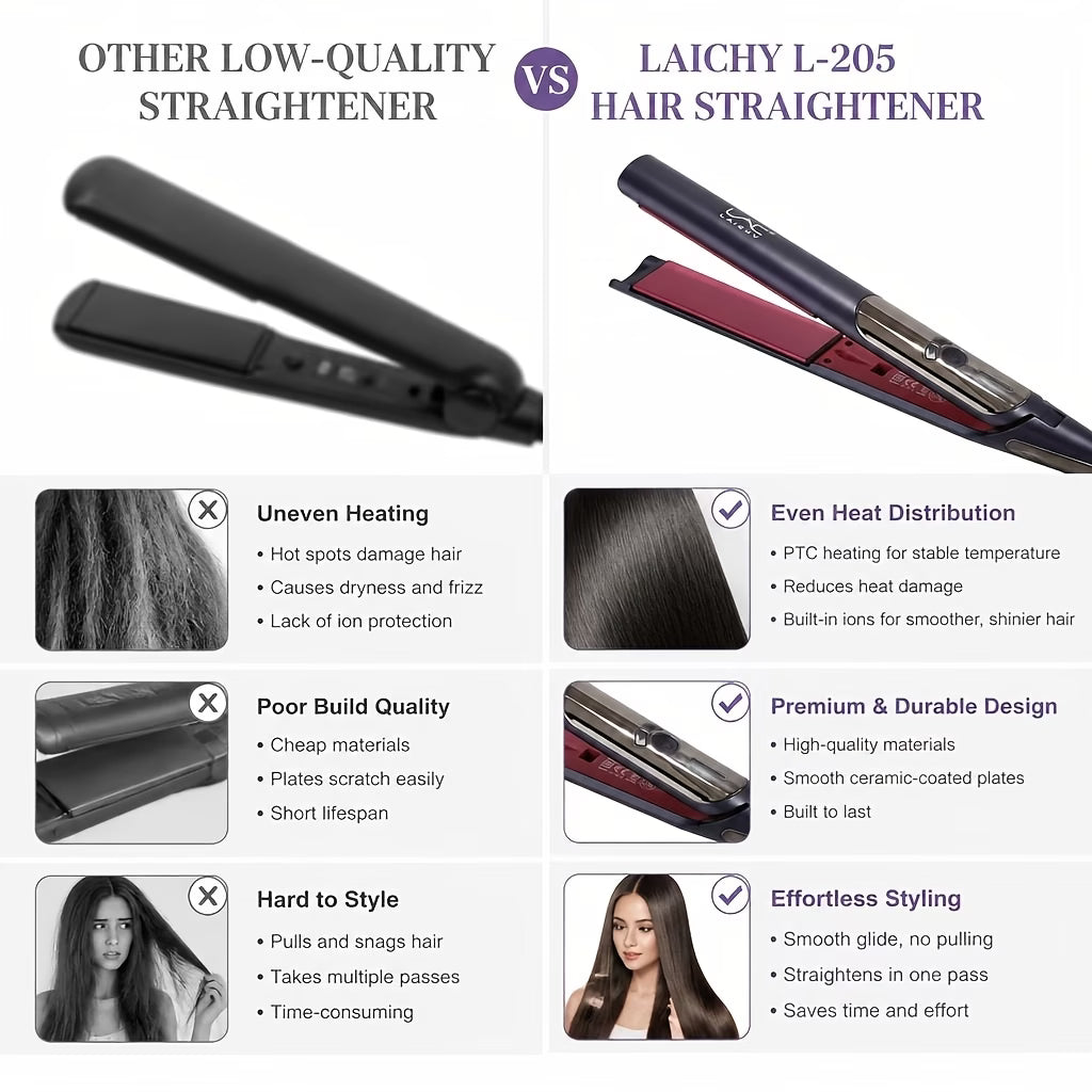 Professional Wide Plate Flat Iron Black Pink
