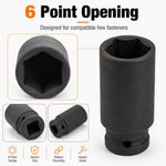 27mm Deep Impact Socket – Black, 1/2-Inch Drive, Long CR-Mo 6-Point Socket for Impact Wrench, Ratchet & Automotive Repair