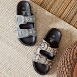 Women’s Chunky Platform Sandals – Open-Toe Retro Punk Shoes with Gold Buckle