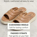 Women’s Quilted Platform Slide Sandals – Cushioned Strap Open-Toe Wedge Shoes