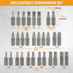 31pcs Ratchet Screwdriver Set - Black/Yellow, 30-In-1 Magnetic Screwdriver Kit, Cr-V Steel Bits, Double-Color Non-Slip Handle, Forward & Reverse Ratchet, Household DIY & Electrical Appliance Repair Tool Set