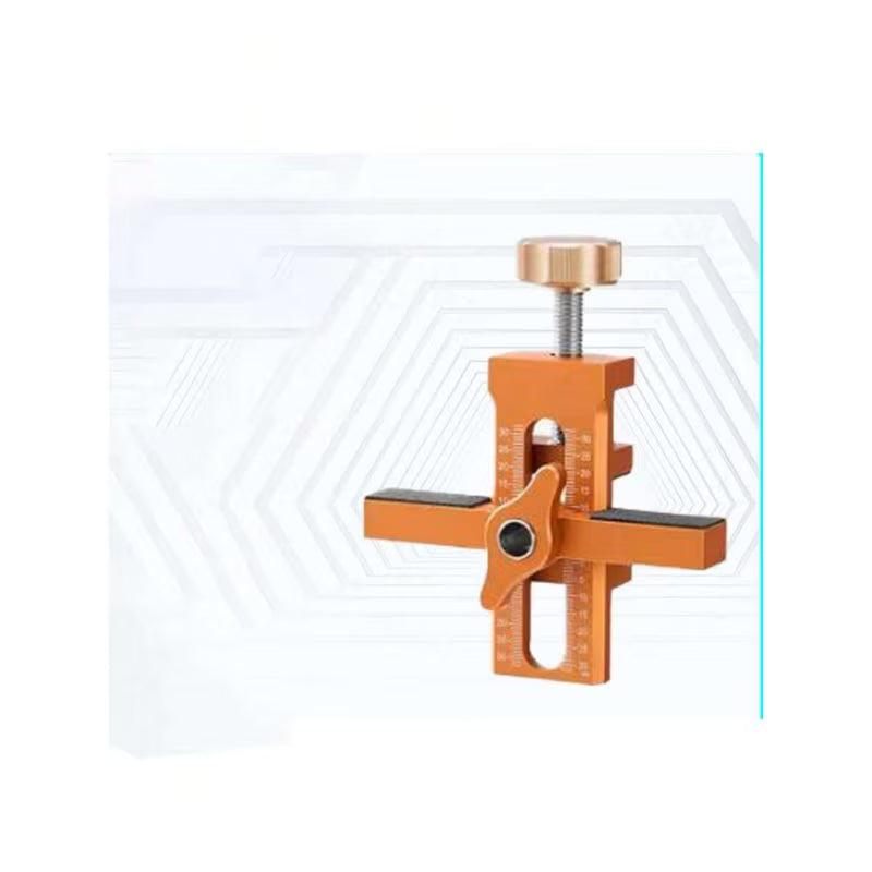 2-in-1 Cabinet Door Installation Template (Orange) - Aluminum Alloy Quick Mounting Jig with 7-40mm Range, Precision Woodworking Positioning Tool Set