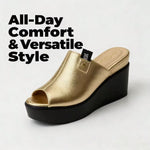 Ladies’ Open-Toe Wedge Mule Sandals – Elevated Block Heel Party Shoes