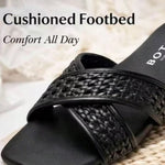 Women’s Crisscross Braided Square-Toe Sandals – Lightweight Summer Beach Shoes