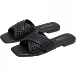 Women’s Crisscross Braided Square-Toe Sandals – Lightweight Summer Beach Shoes