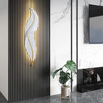 Modern Large Feather LED Wall Light - White, Remote Control, Semi-Recessed Ambient Sconce, Glass Shade, Decorative Wall-Mounted Light Fixture for Entrance Hall, Corridor, Aisle & Home