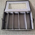 Large-Capacity Dinnerware Organizer – 5 Compartments with Dust-Proof Lid, Gray Linen Design