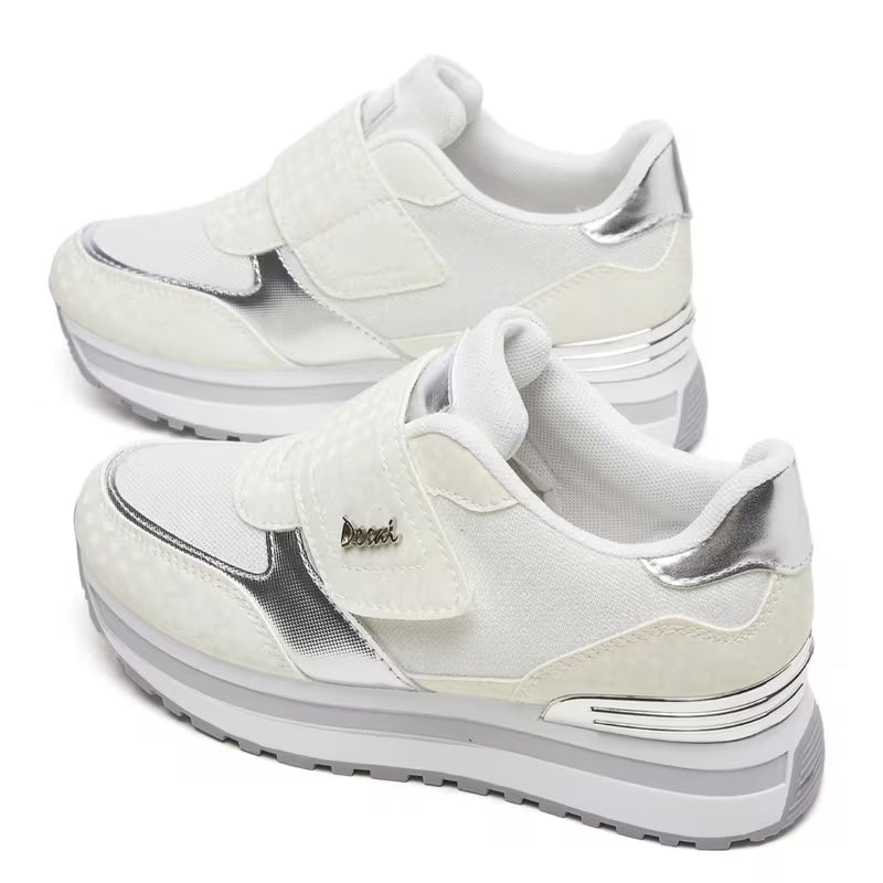 Women's Wedge Platform Sneakers – Patch Strap, Breathable Mesh, Height-Increasing