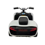VLRA Kids Electric Ride-On Sports Car - White & Black, LED Lights, Modern Luxury Supercar Style, Battery Powered Vehicle with Leather Seat for Ages 3-6, Children’s Ride-On Car