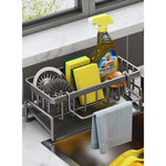 2-Piece Kitchen Sink Sponge Holder – Metal Sink Organizer with Dishcloth Rack
